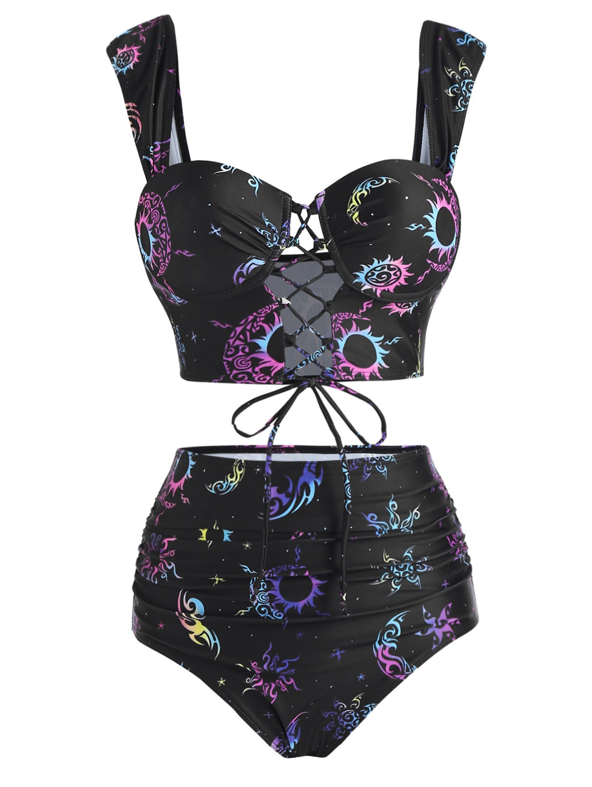 Lace-up Celestial Bodies Tankini