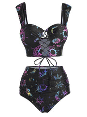 Lace-up Celestial Bodies Tankini