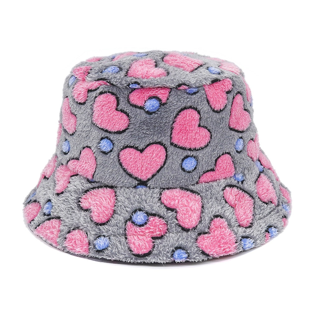 Colorful Faux Fur Bucket Hat