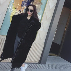 Solid  Color Faux Fur Long Coat