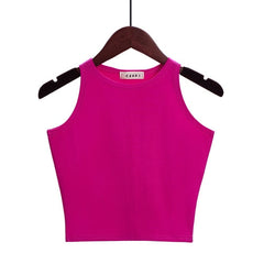 Solid Color Cotton Sleeveless Crop Top