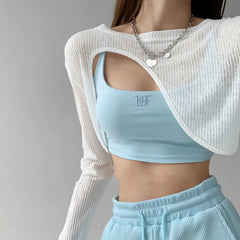 Hollow Smock Irregular Crop Tops