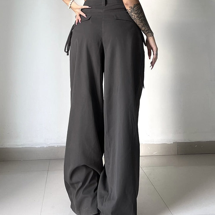 Plain Wide Leg High Waist Baggy Pants