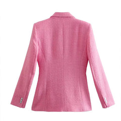 Elegant Textured Lapel Flip Pocket Long Sleeve Blazer