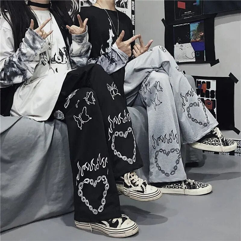 Butterfly Print Harajuku Streetwear Y2k Pants