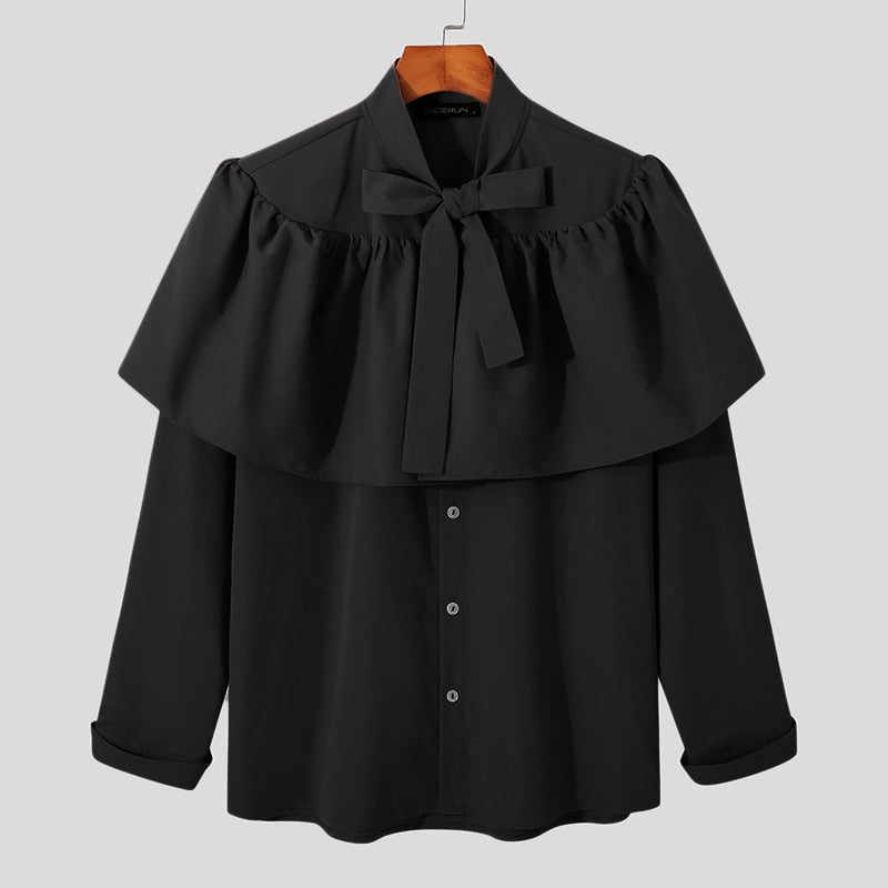 Stylish Long Sleeved Shirt With Ruffles