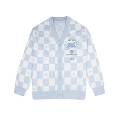 Checkered  With Kawaii Embroidery Cardigan