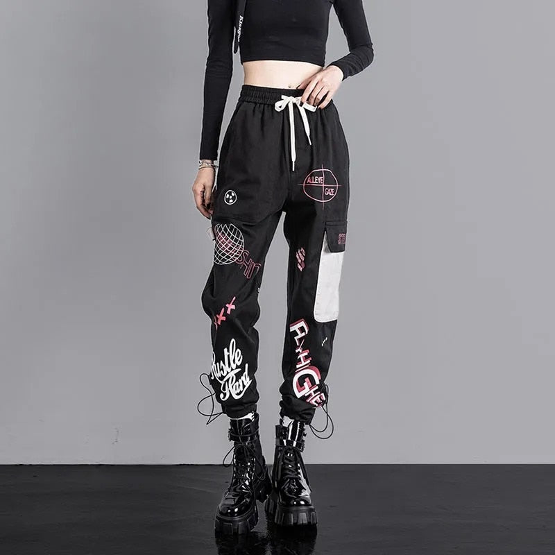 Graffiti Multi Pockets Loose Cargo Pants