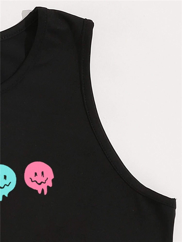 Smiley Cartoon Graphic Tank Top