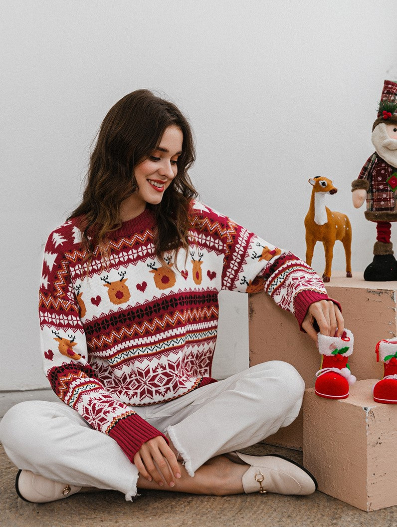 Simple Reindeer Christmas Knitted Sweater