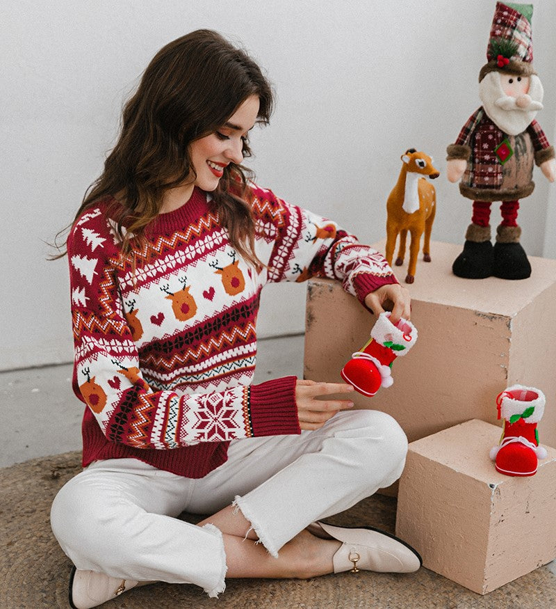 Simple Reindeer Christmas Knitted Sweater