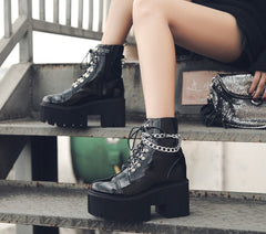 Gothic Style Ankle High Heels Platform Boots