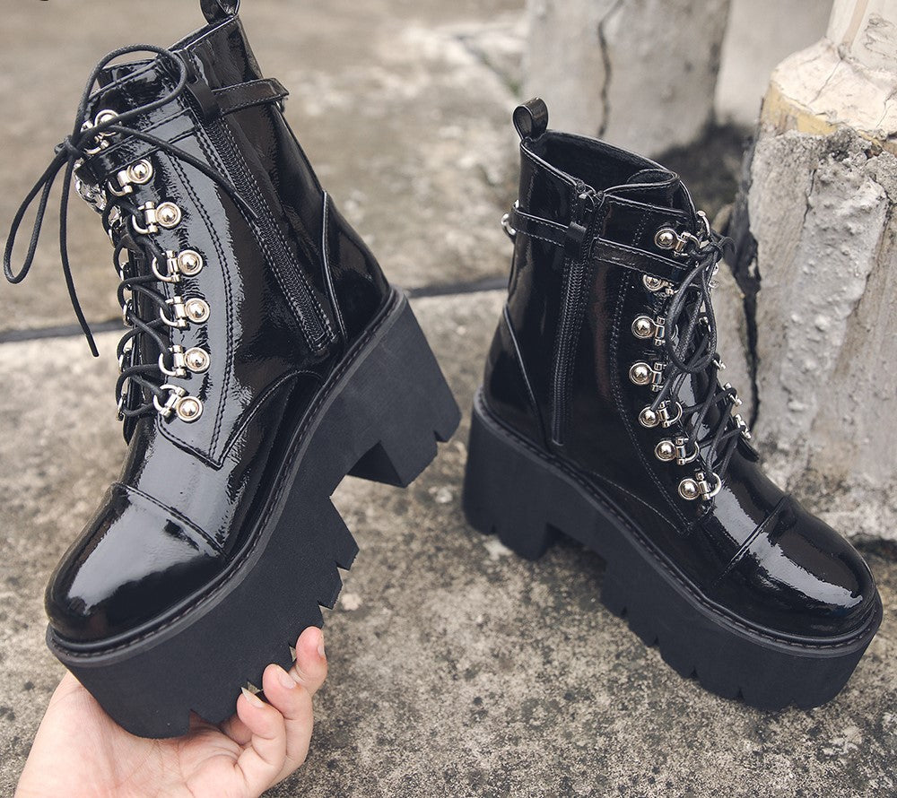 Gothic Style Ankle High Heels Platform Boots