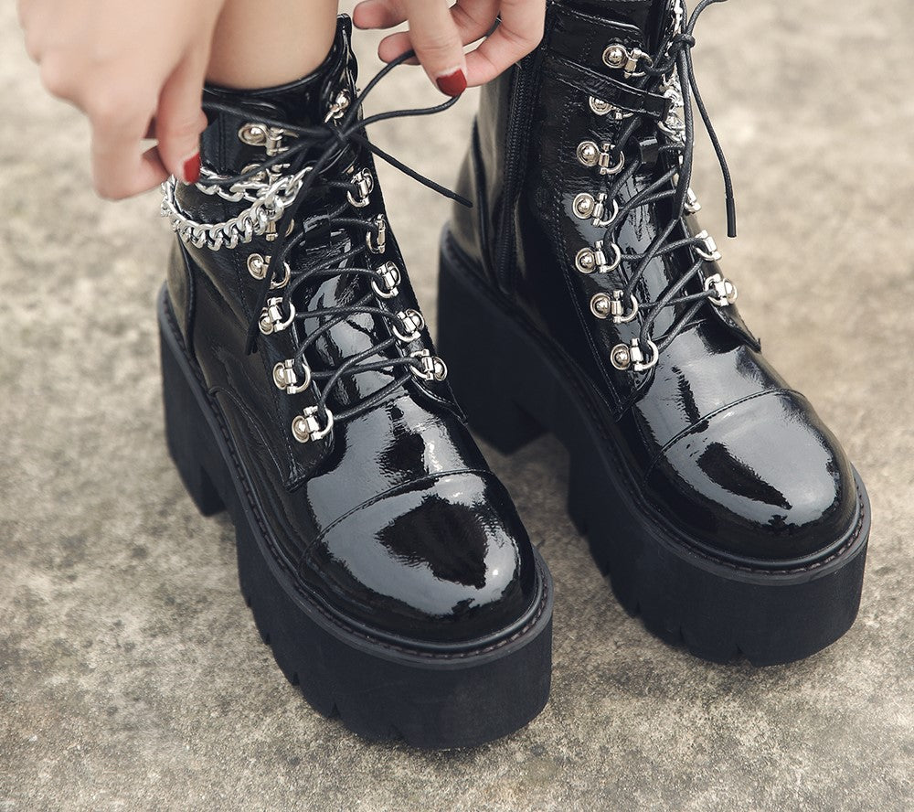 Gothic Style Ankle High Heels Platform Boots