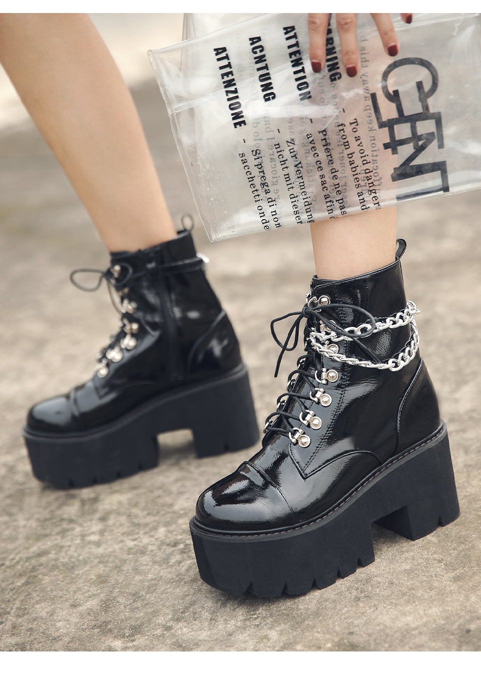 Gothic Style Ankle High Heels Platform Boots