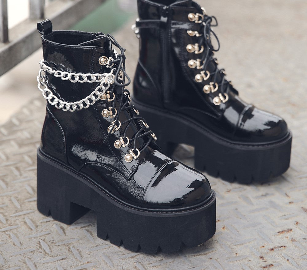 Gothic Style Ankle High Heels Platform Boots