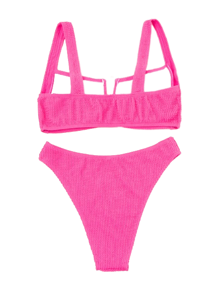 Strap V Top High Waist Bikini