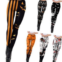 Creativity Halloween Skull Pumpkin Print Leggings