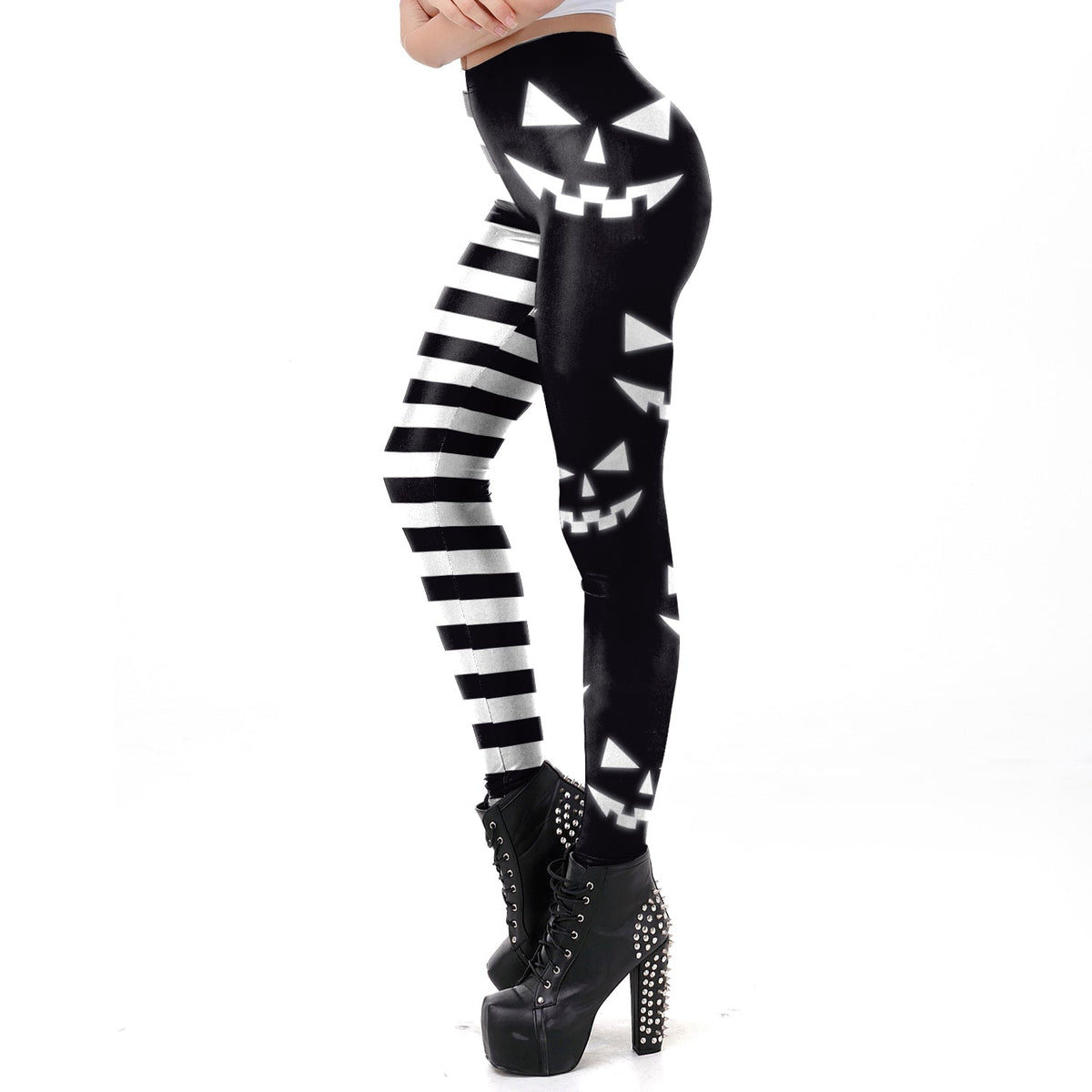 Creativity Halloween Skull Pumpkin Print Leggings