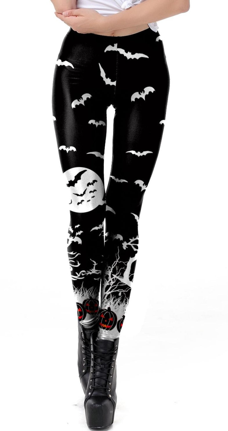 Creativity Halloween Skull Pumpkin Print Leggings