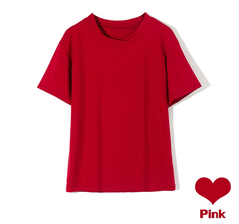 Basic Solid Cotton T-shirt Women