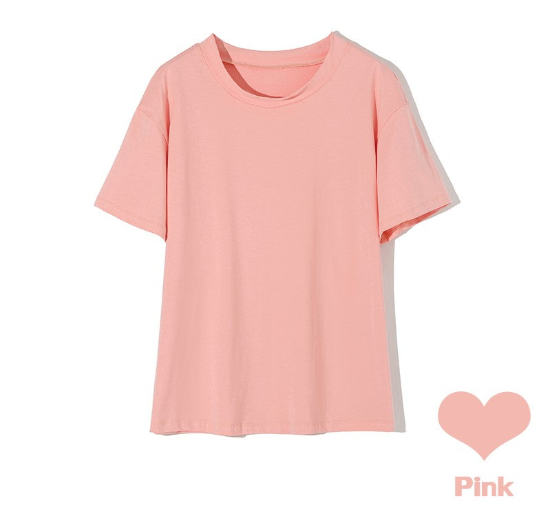 Basic Solid Cotton T-shirt Women