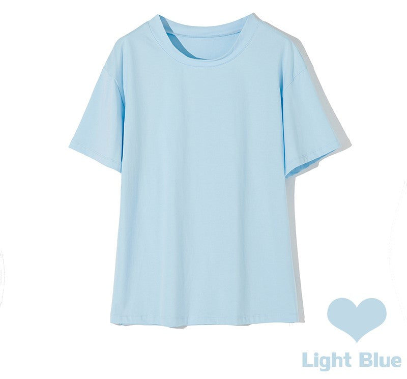 Basic Solid Cotton T-shirt Women