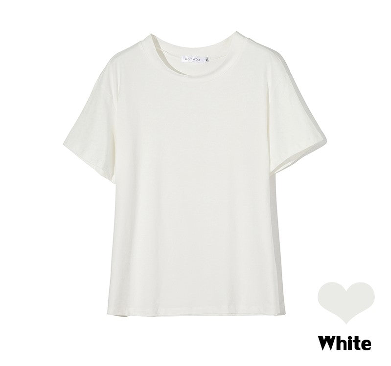 Basic Solid Cotton T-shirt Women