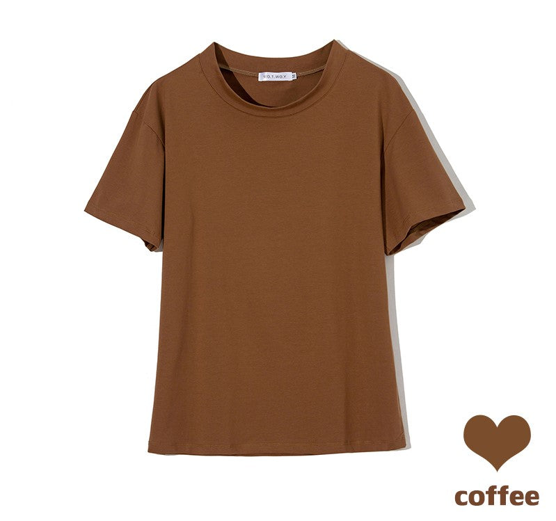 Basic Solid Cotton T-shirt Women