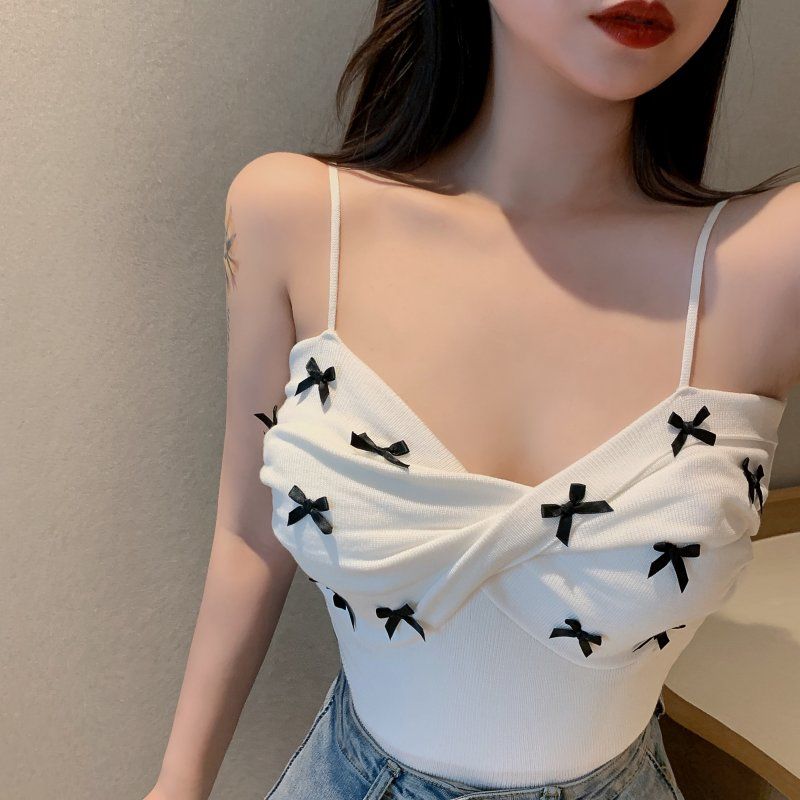 Ribbon Sleeveless Crop Top