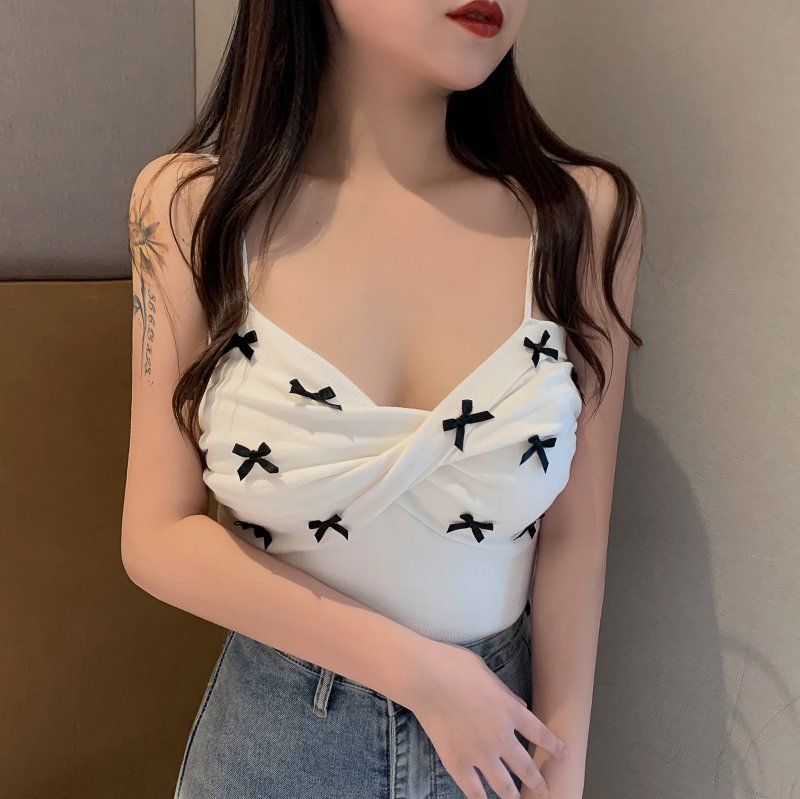 Ribbon Sleeveless Crop Top