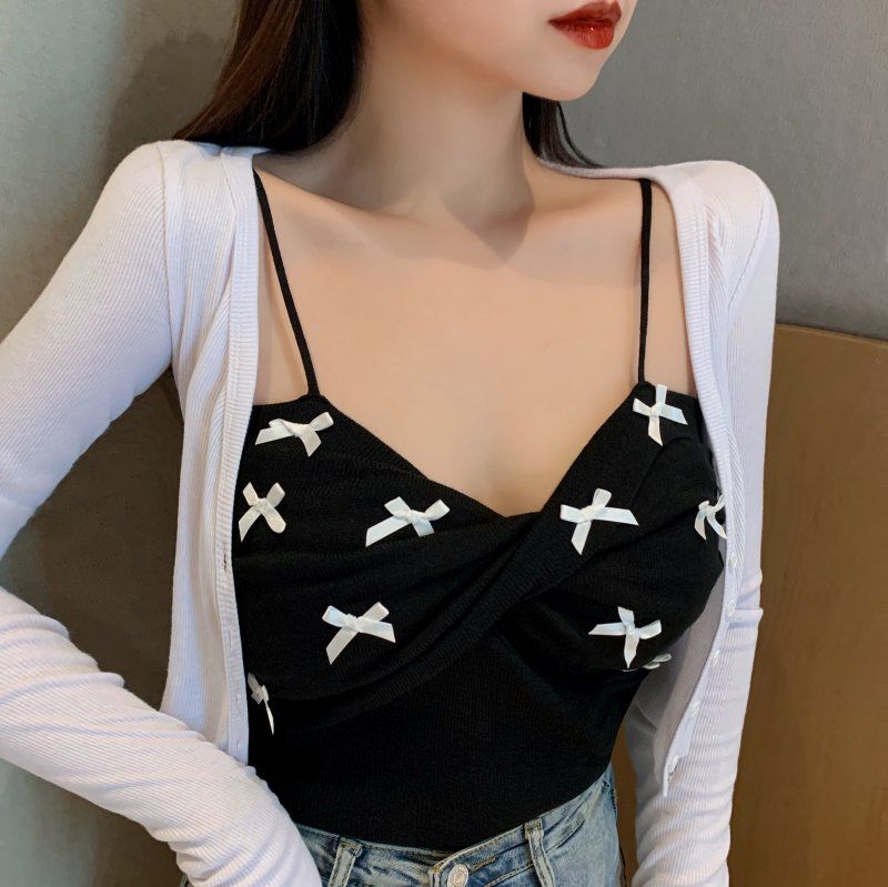 Ribbon Sleeveless Crop Top