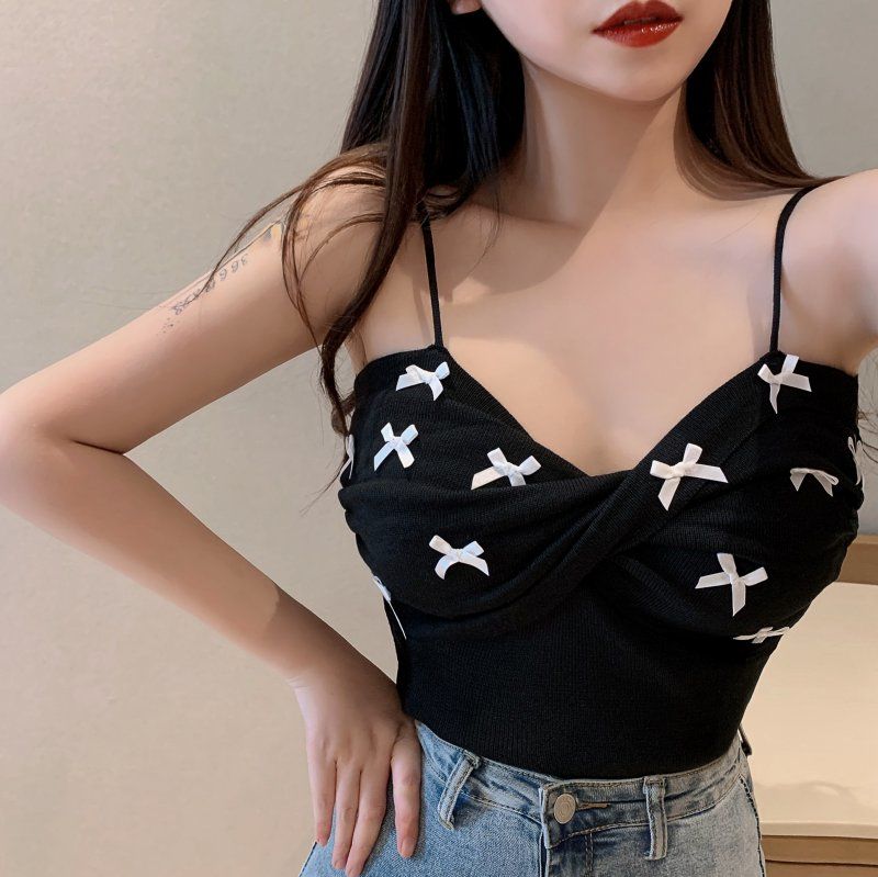 Ribbon Sleeveless Crop Top