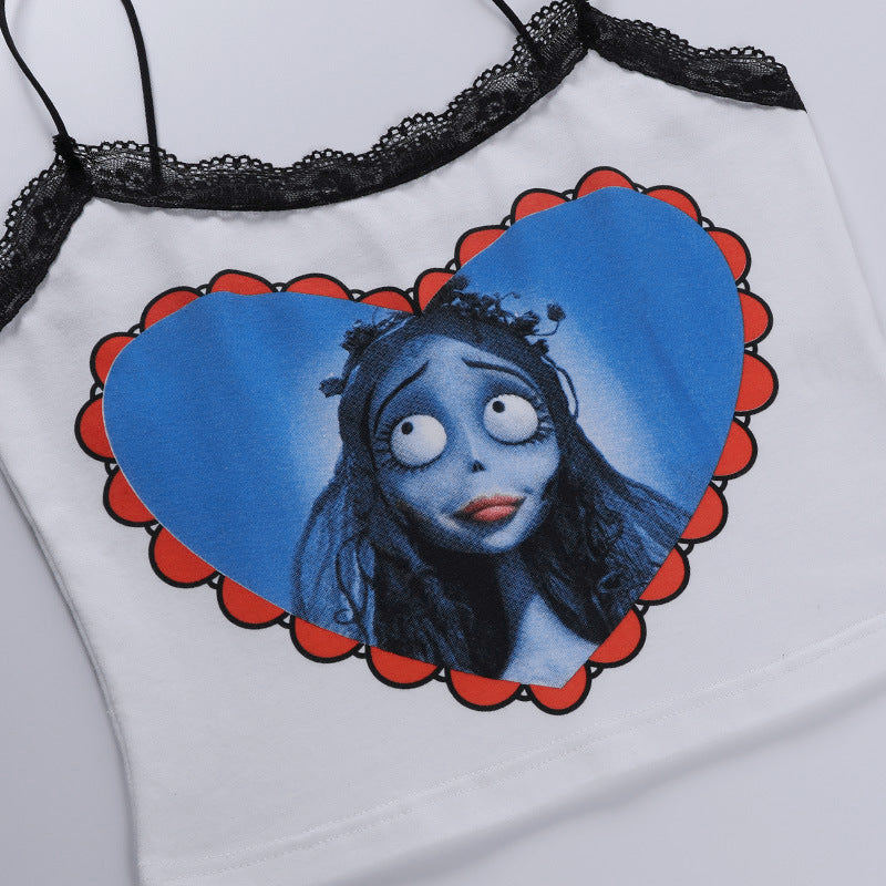 Corpse Bride Lace Strap Crop Top