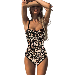 Aesthetic Leopard Animal Print Push Up Monokini