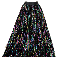 Sequined Elastic High Waist Long Skirt