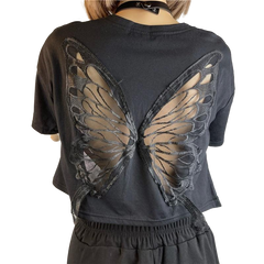 Hollow Out Back Wings Butterfly T-Shirt