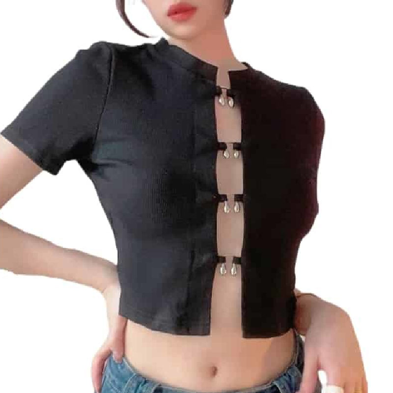 Aesthetic Ring Cut-Out Crop Top