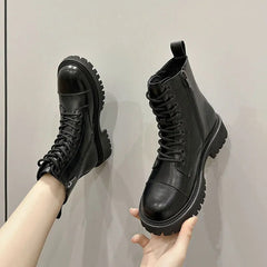 Combat Thin Sole Ankle Zipper Boots