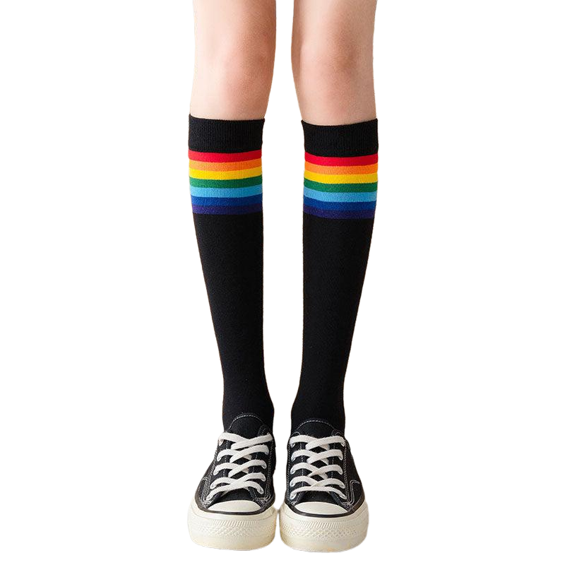 Rainbow Stripe knee Long Socks