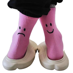 Solid Color Happy And Sad Faces Socks