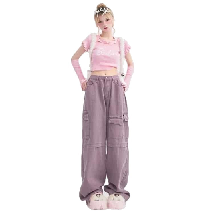 Y2K High Waist Cargo Wide Leg Jeans