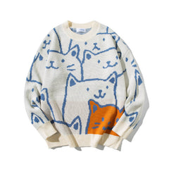 Cartoon Cats Knitted Sweater