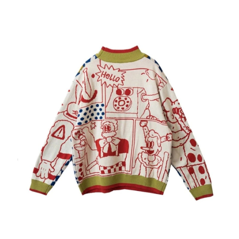 Cartoon Clown Knitted Sweater