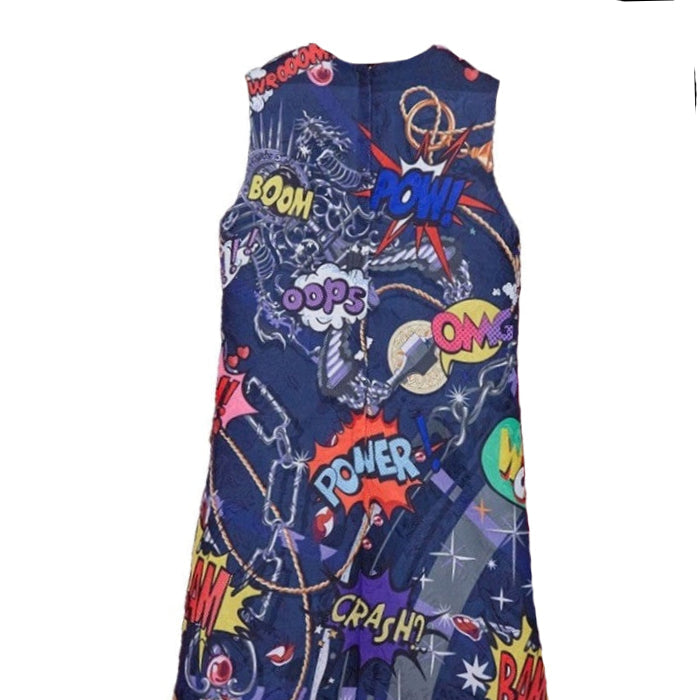 Cartoon Letter Print Sleeveless Dress