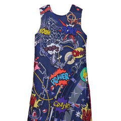 Cartoon Letter Print Sleeveless Dress