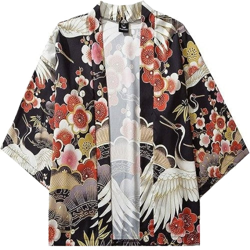 Cherry Blossom & Cranes 3/4 Sleeve Kimono