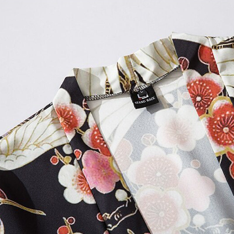 Cherry Blossom & Cranes 3/4 Sleeve Kimono