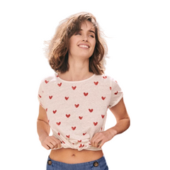 Short Sleeve Heart Print Top