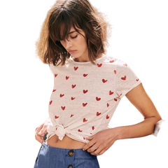 Short Sleeve Heart Print Top